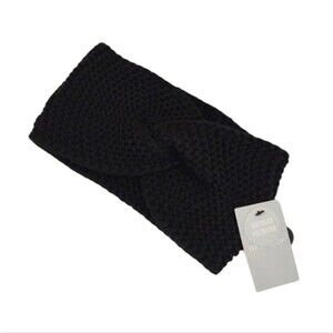 west loop Black Knit Headband Front Criss Cross Solid Acrylic One Size